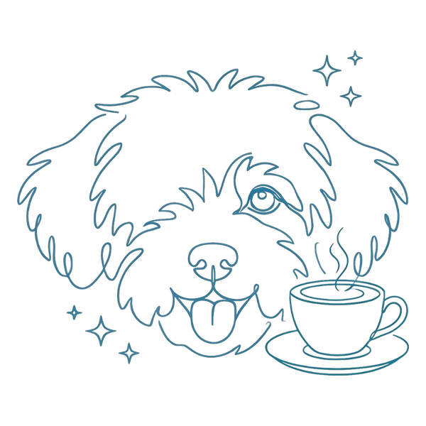 Paws for Brunch kit, line pup with coffee cup