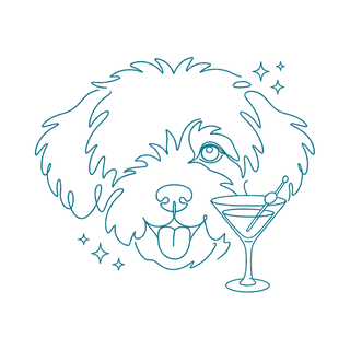 Yappy Hour kit — line pup with martini glass