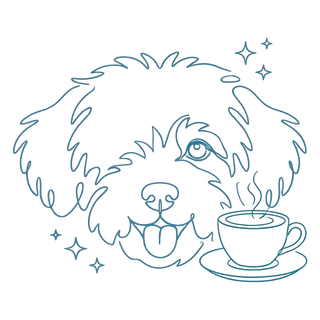 Paws for Brunch kit — line pup with coffee cup