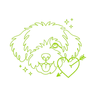 Love Mutts — line pup with a heart and arrow