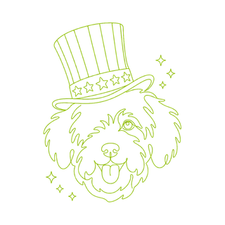 Commander in Chic kit — line pup with stars-and-stripes top hat