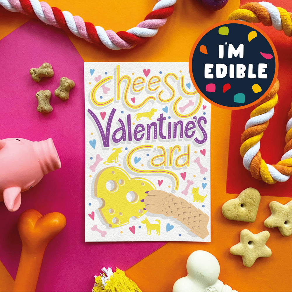 Cheesy Valentines edible dog card