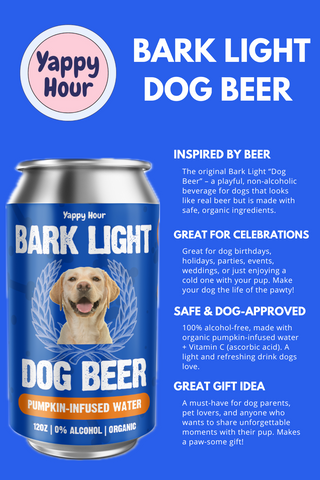Bark Light Dog Beer - non-alcoholic dog-safe beer for pet celebrations by Yappy Hour
