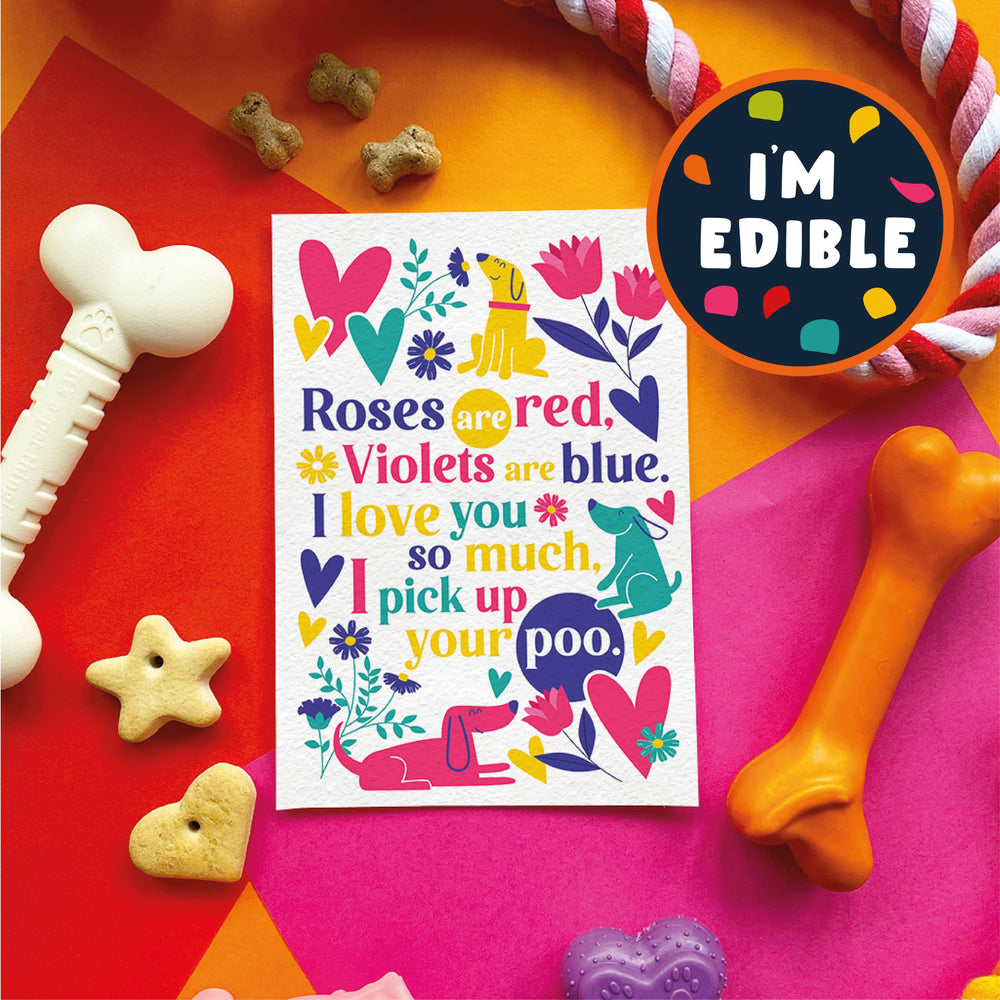 Valentine Roses Poem edible dog card