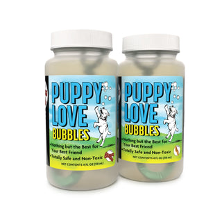 Pet-safe scented bubble gun with dog bubbles for photos and celebrations