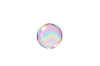 Design a 8px iridescent bubble dot separator.
Style: Glossy soap bubble with soft white highlight
Effect: Dreamy, shimmering, sophisticated
Background: Transparent PNG
Vibe: Modern luxury, playful sophistication

Make it look like a real iridescent soap bubble - smooth, glossy, dimensional with natural light reflection.