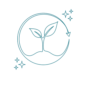 Teal line-art icon for eco-friendly and sustainable