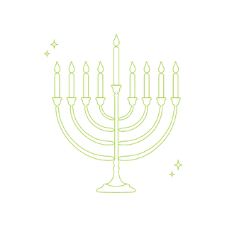 Eight Bright Nights kit — line illustration of a menorah