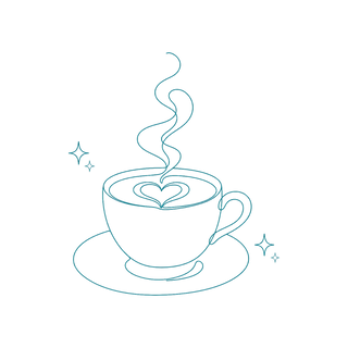Paws for Brunch kit — line illustration of a coffee cup