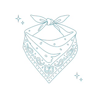 Trails & Tails kit — line illustration of a bandana
