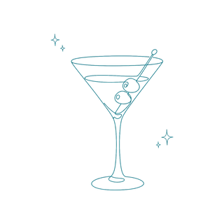 Yappy Hour kit — line illustration of a martini glass